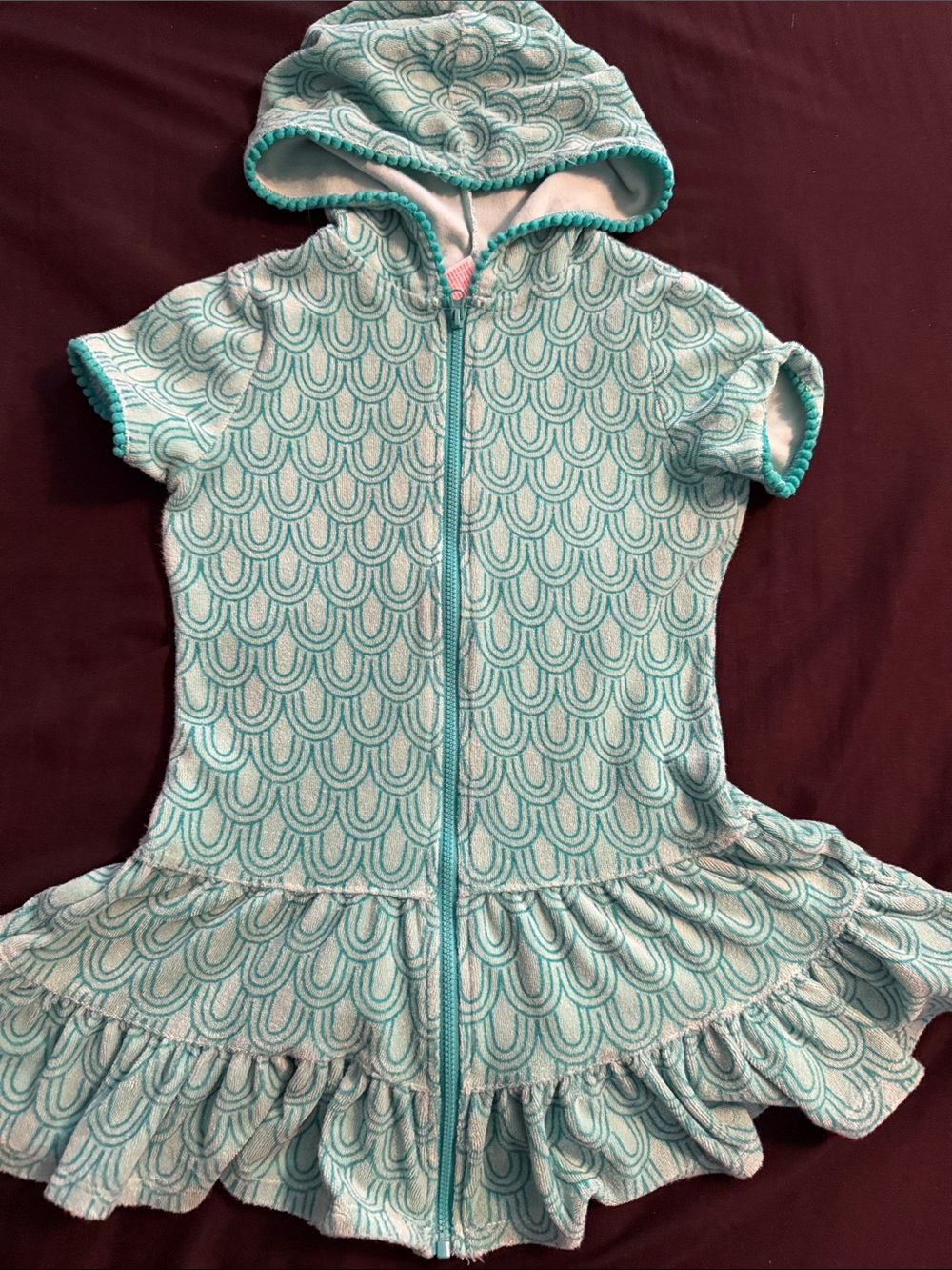 Cat & Jack Aqua/Turquoise Knit Dress with Hood